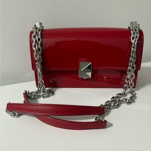 Kate Spade Deco - Red Patent Leather Chain Shoulder Bag